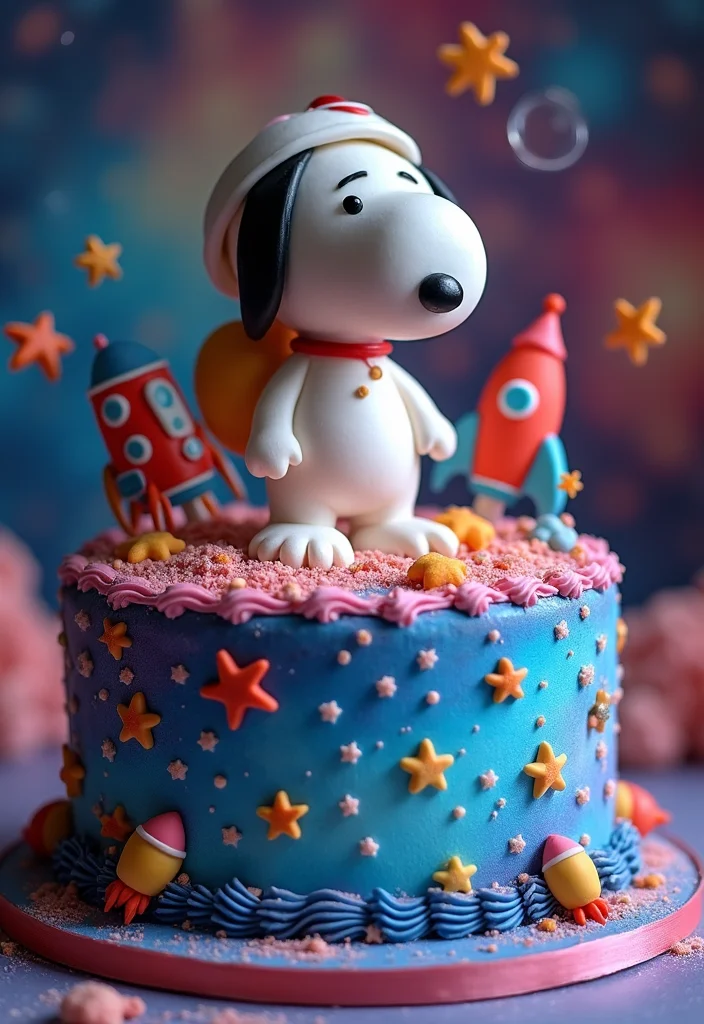 18 Snoopy Cake Ideas That Will Make You the Star of Every Party (Get Ready for #3!) - 5. Snoopy's Space Adventure Cake