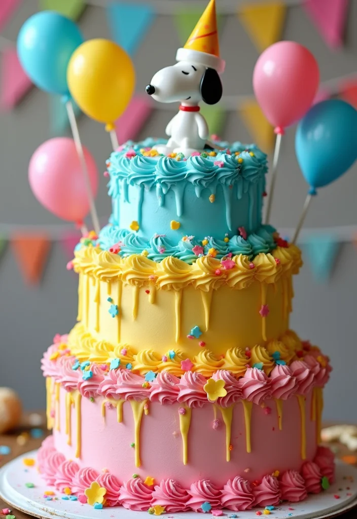 18 Snoopy Cake Ideas That Will Make You the Star of Every Party (Get Ready for #3!) - 6. Snoopy's Birthday Bash Cake