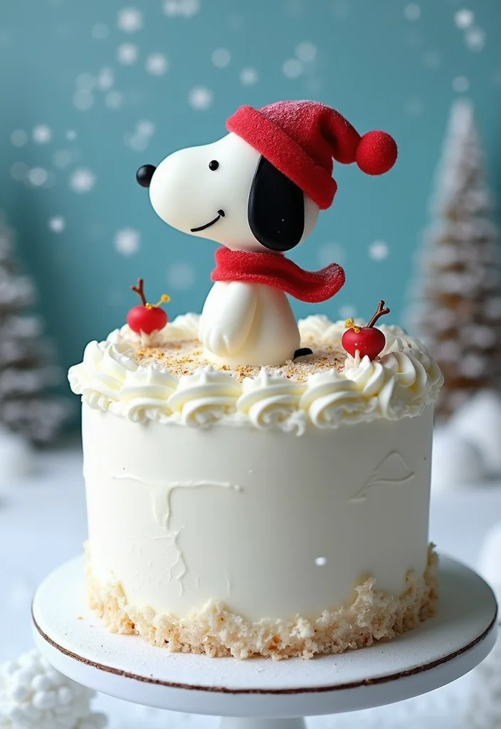 18 Snoopy Cake Ideas That Will Make You the Star of Every Party (Get Ready for #3!) - 8. Snoopy's Winter Wonderland Cake