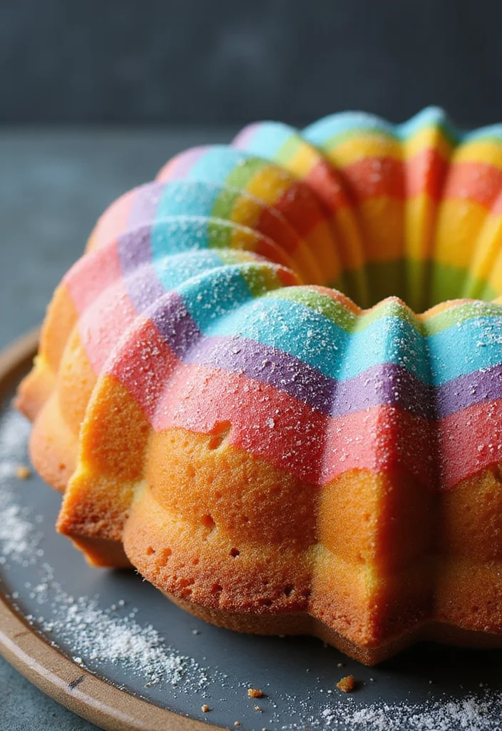 22 Fun Bundt Cake Decorating Ideas Your Kids Will Love! - 1. Rainbow Swirl Bundt Cake