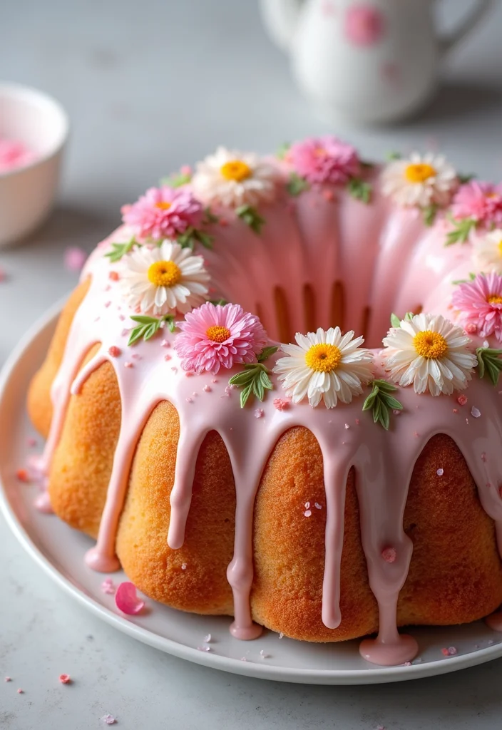 22 Fun Bundt Cake Decorating Ideas Your Kids Will Love! - 11. Spring Flower Bundt Cake