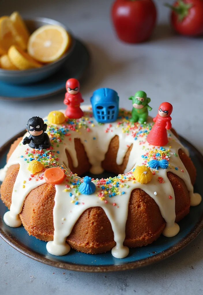 22 Fun Bundt Cake Decorating Ideas Your Kids Will Love! - 12. Superhero Bundt Cake