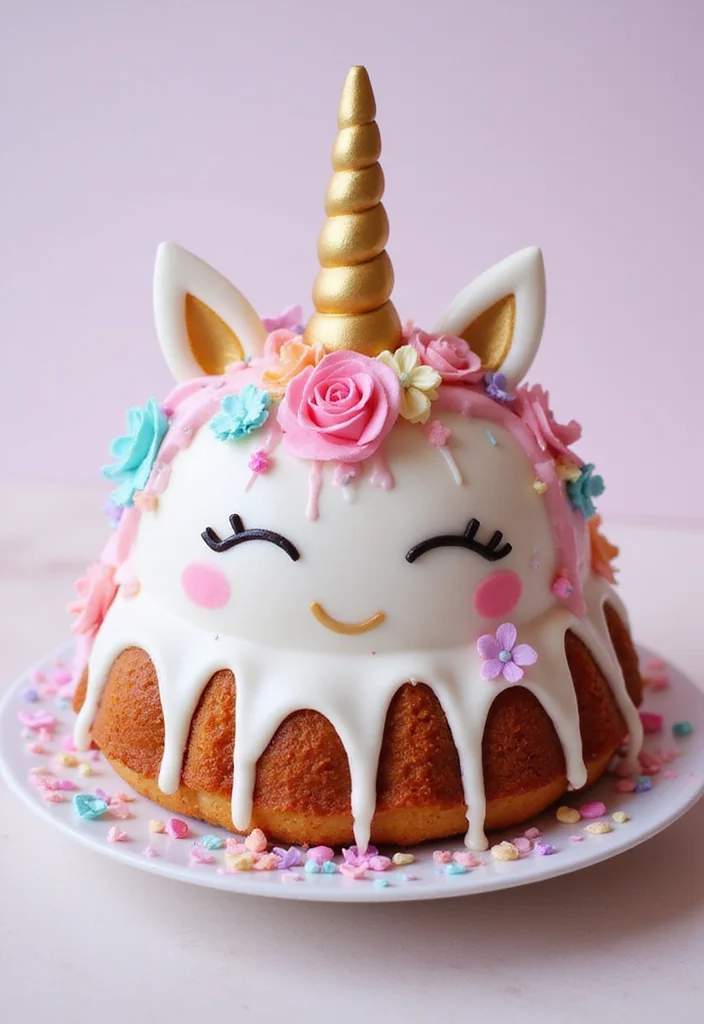 22 Fun Bundt Cake Decorating Ideas Your Kids Will Love! - 19. Magical Unicorn Bundt Cake
