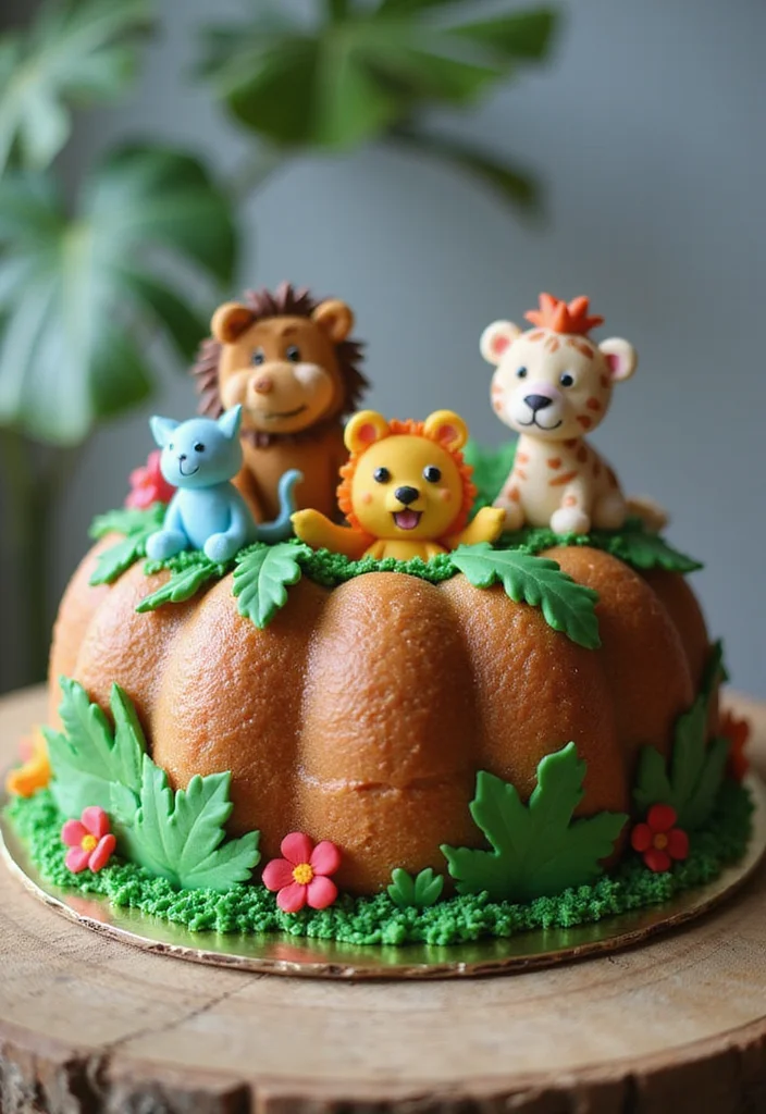 22 Fun Bundt Cake Decorating Ideas Your Kids Will Love! - 2. Animal Kingdom Bundt Cake