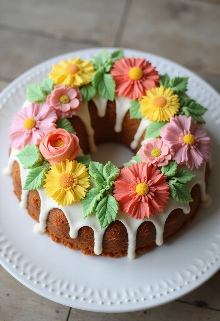 22 Fun Bundt Cake Decorating Ideas Your Kids Will Love! - 20. Garden Party Bundt Cake