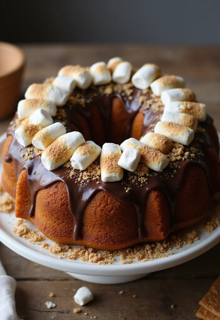22 Fun Bundt Cake Decorating Ideas Your Kids Will Love! - 21. S’mores Bundt Cake