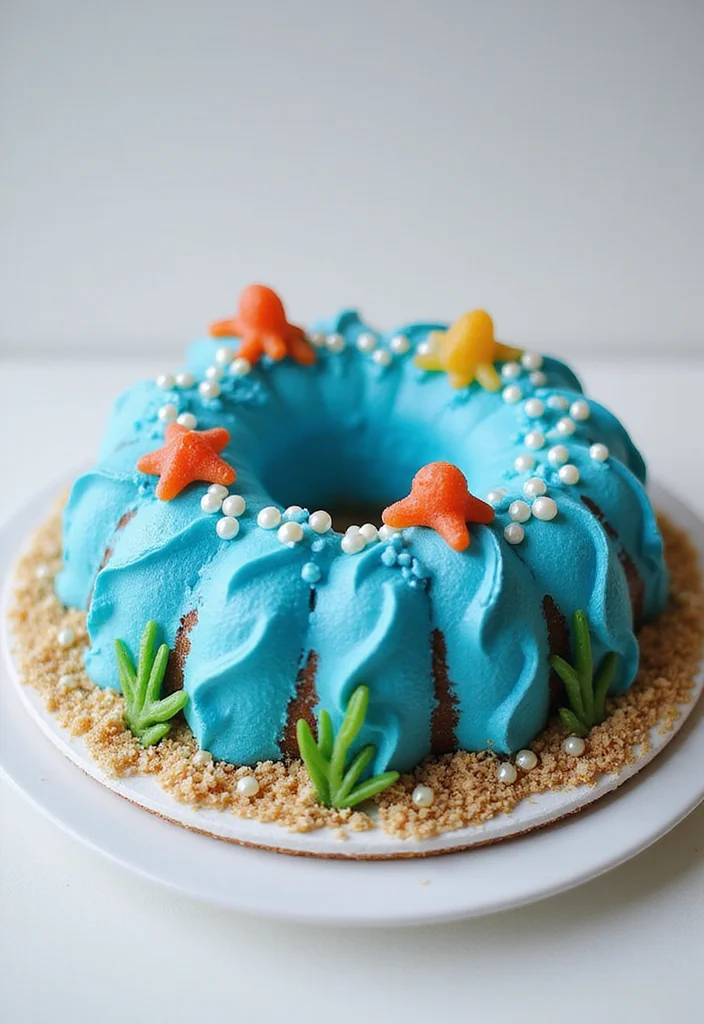 22 Fun Bundt Cake Decorating Ideas Your Kids Will Love! - 3. Under the Sea Bundt Cake