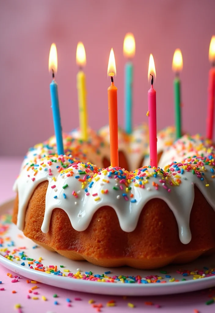 22 Fun Bundt Cake Decorating Ideas Your Kids Will Love! - 7. Birthday Party Bundt Cake