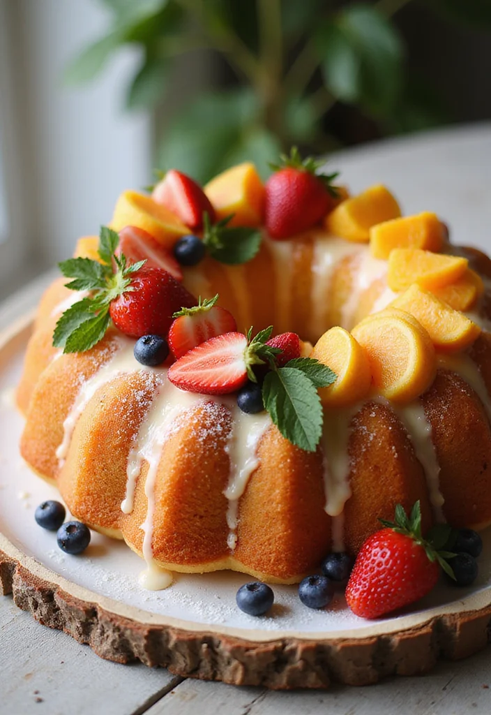 22 Fun Bundt Cake Decorating Ideas Your Kids Will Love! - 8. Fruit Fiesta Bundt Cake