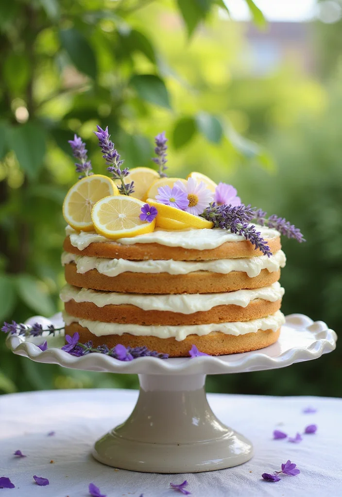 3 Months of Delectable Cake Ideas That Will Wow Your Guests! - April: Garden Party Lemon Lavender Cake