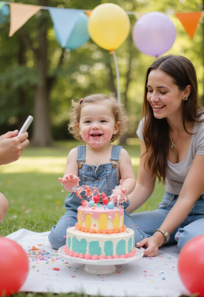 Discover 8 Unique Birthday Photoshoot Ideas with Cake That Everyone Will Talk About! - 3. Color Splash Cake Smash