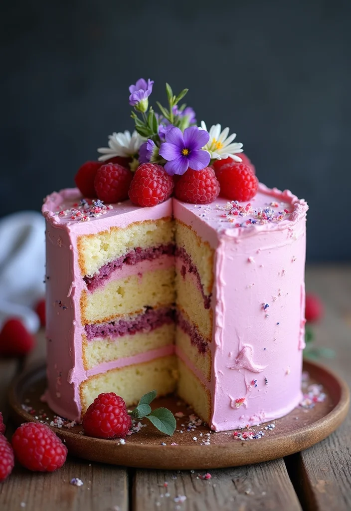 Get Creative with These 12 Pink and Purple Cake Ideas for Your Next Party! - 1. Lavender Vanilla Cake with Raspberry Buttercream