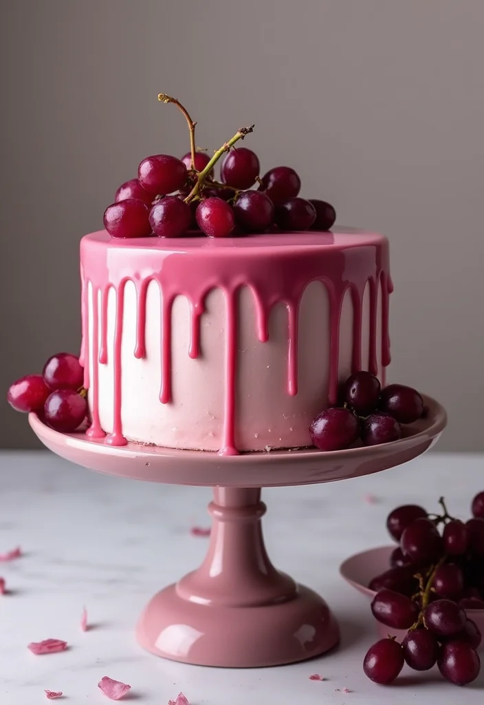 Get Creative with These 12 Pink and Purple Cake Ideas for Your Next Party! - 4. Pink Champagne Cake with Grape Glaze