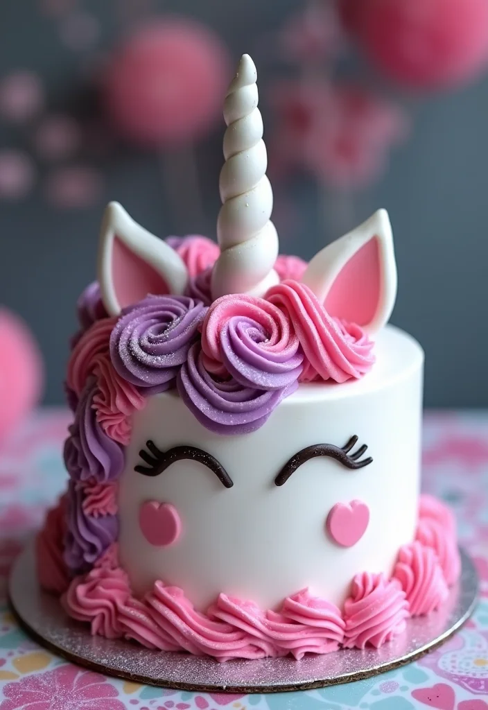 Get Creative with These 12 Pink and Purple Cake Ideas for Your Next Party! - 5. Unicorn Cake with Pink and Purple Swirls