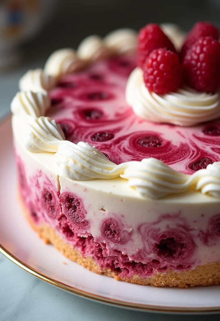 Get Creative with These 12 Pink and Purple Cake Ideas for Your Next Party! - 6. Marbled Raspberry and Cream Cheese Cake