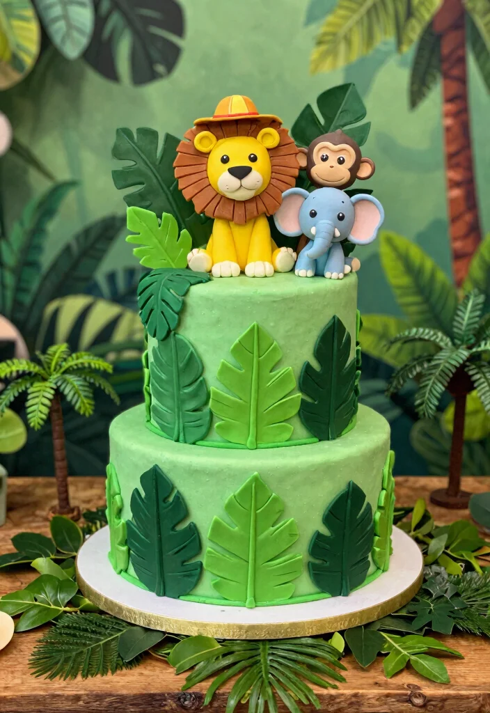 15 Adorable 5th Birthday Cake Ideas for Animal Lovers - 1. Jungle Safari Cake 1
