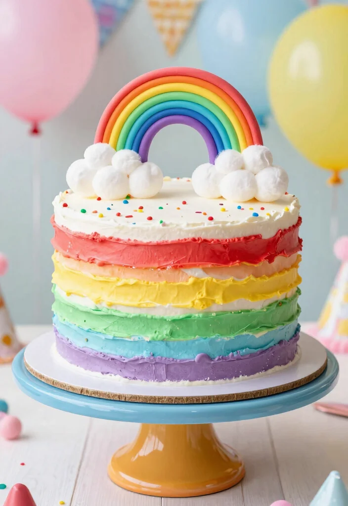15 Adorable 5th Birthday Cake Ideas for Animal Lovers - 10. Rainbow Cake 1