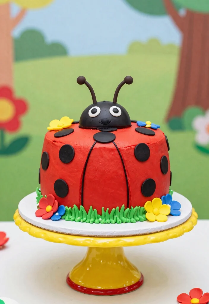 15 Adorable 5th Birthday Cake Ideas for Animal Lovers - 11. Ladybug Cake 1