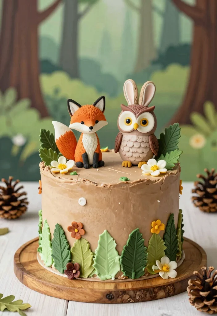 15 Adorable 5th Birthday Cake Ideas for Animal Lovers - 4. Woodland Creatures Cake 1