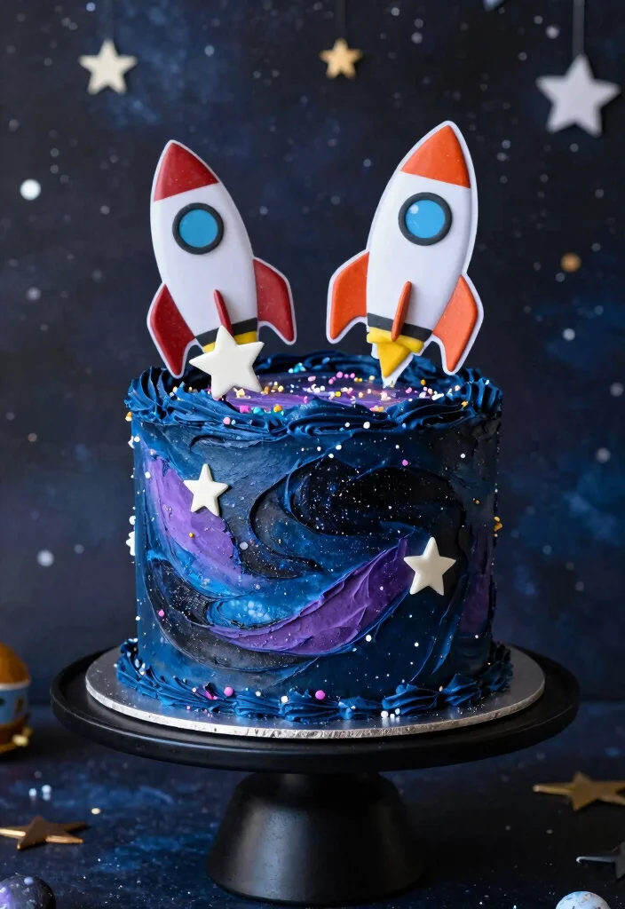 15 Adorable 5th Birthday Cake Ideas for Animal Lovers - 7. Space Galaxy Cake 1
