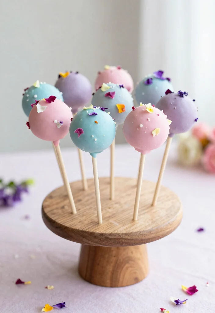 15 Baby in Bloom Cake Pops Ideas: Soft Floral Style - 1. Pastel Petals Delight 1