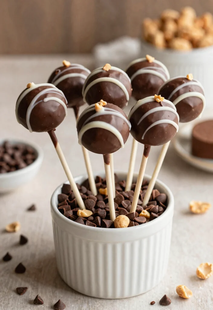 15 Baby in Bloom Cake Pops Ideas: Soft Floral Style - 13. Chocolate Peanut Butter Bliss 1