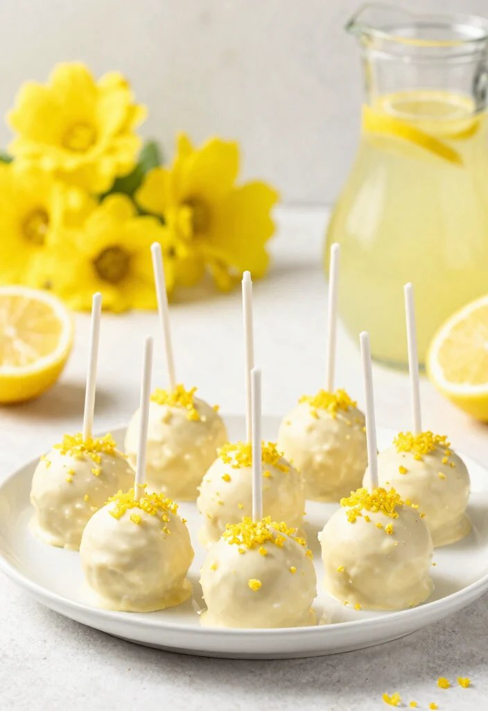 15 Baby in Bloom Cake Pops Ideas: Soft Floral Style - 14. Lemon Zest Sunshine Pops 1