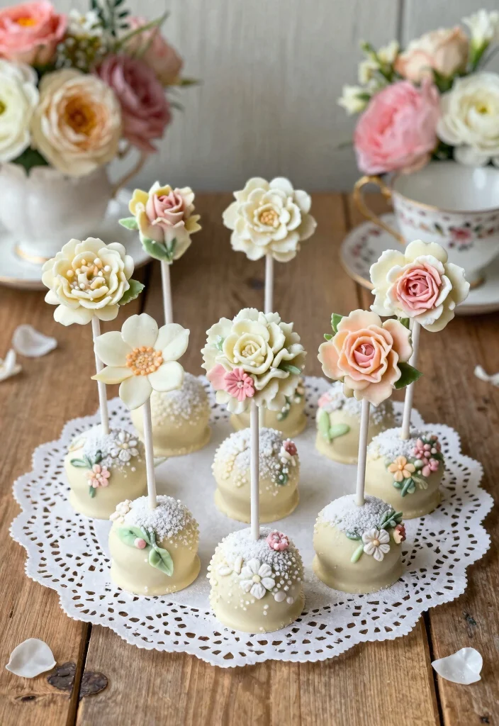 15 Baby in Bloom Cake Pops Ideas: Soft Floral Style - 3. Vintage Floral Elegance 1