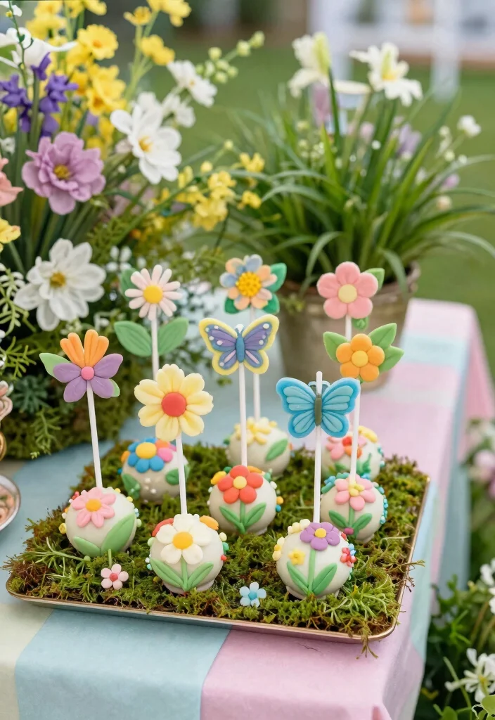 15 Baby in Bloom Cake Pops Ideas: Soft Floral Style - 4. Garden Party Delight 1