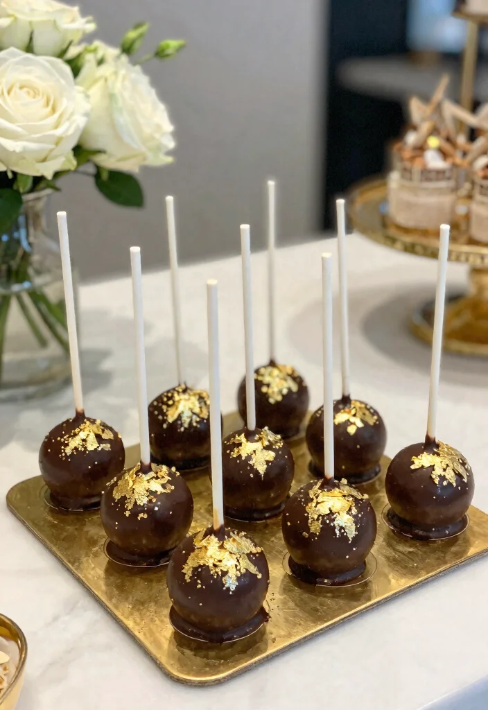 15 Baby in Bloom Cake Pops Ideas: Soft Floral Style - 5. Gold Leaf Glam 1