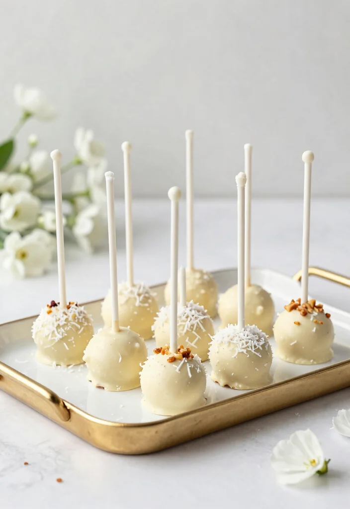 15 Baby in Bloom Cake Pops Ideas: Soft Floral Style - 8. Simple Elegance with White Chocolate Truffles 1