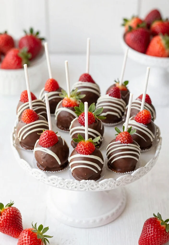 15 Baby in Bloom Cake Pops Ideas: Soft Floral Style - 9. Chocolate Dipped Strawberry Cake Pops 1
