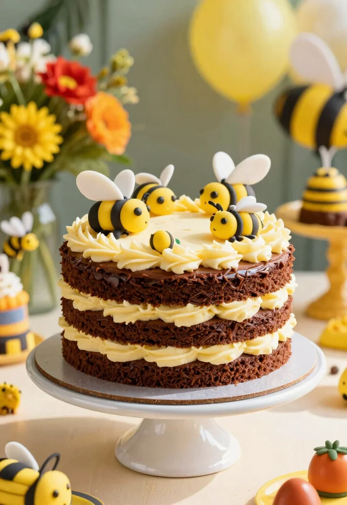 15 Bee Smash Cake Ideas for Sweet Little Celebrations - 15. Buzzing Royale Cake 1