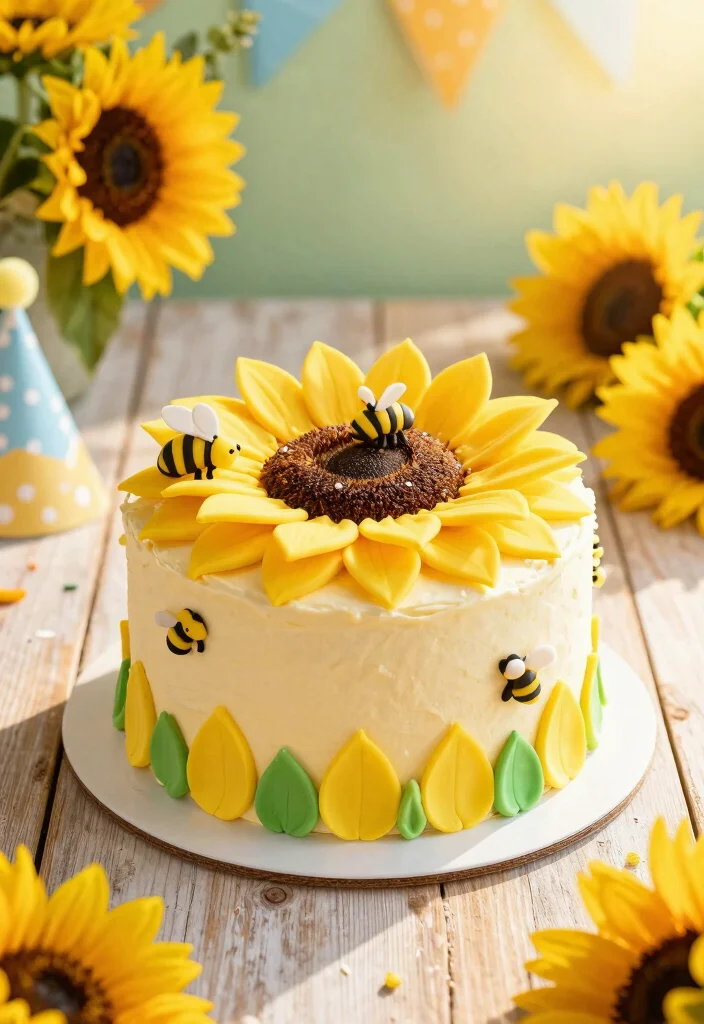 15 Bee Smash Cake Ideas for Sweet Little Celebrations - 3. Sunflower Bee Cake 1