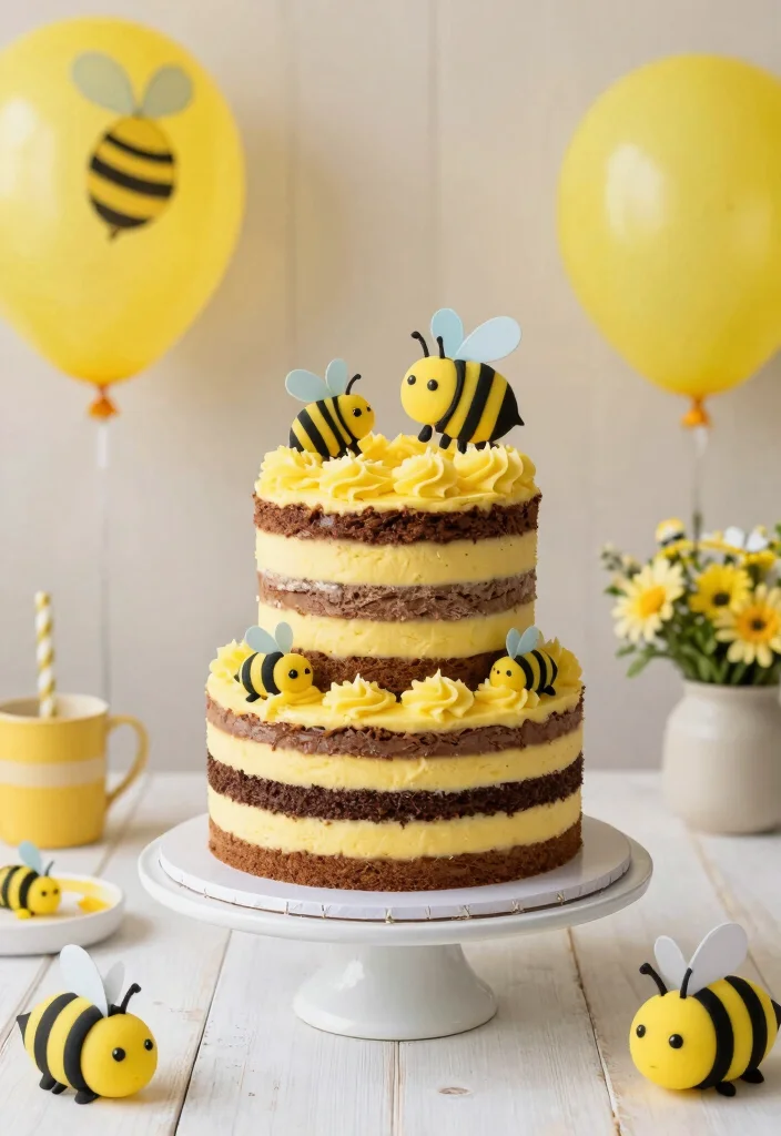 15 Bee Smash Cake Ideas for Sweet Little Celebrations - 5. Bumblebee Layer Cake 1