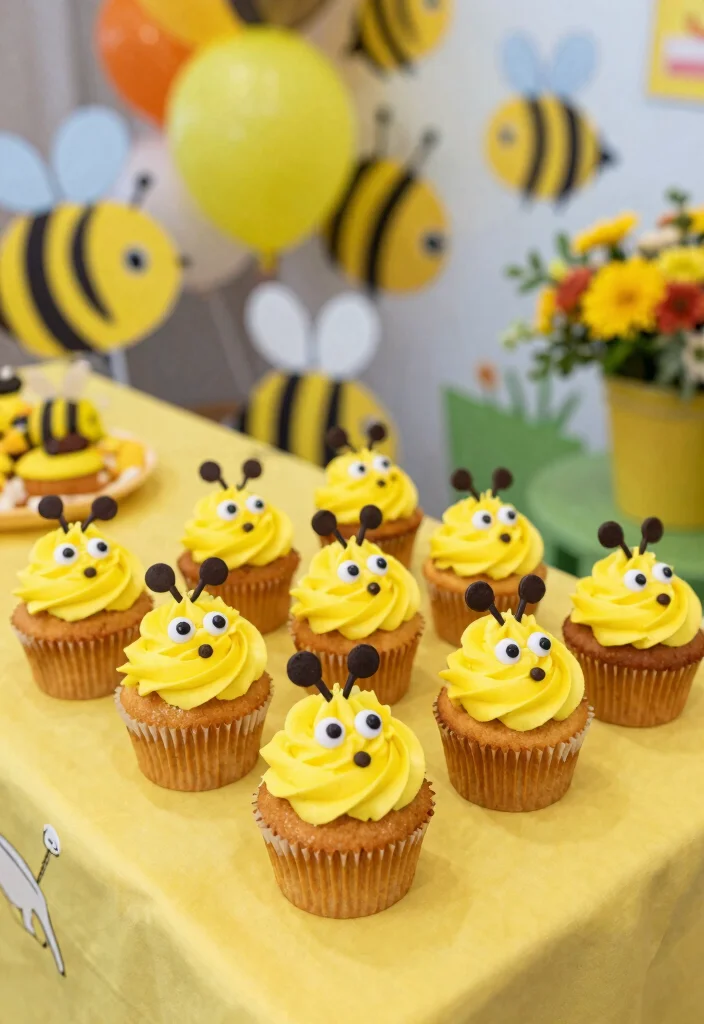 15 Bee Smash Cake Ideas for Sweet Little Celebrations - 6. Mini Bee Cupcakes 1