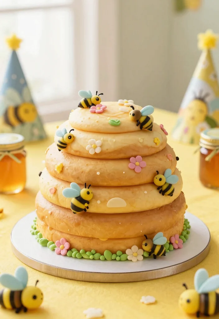 15 Bee Smash Cake Ideas for Sweet Little Celebrations - 7. Bee Hive Cake 1