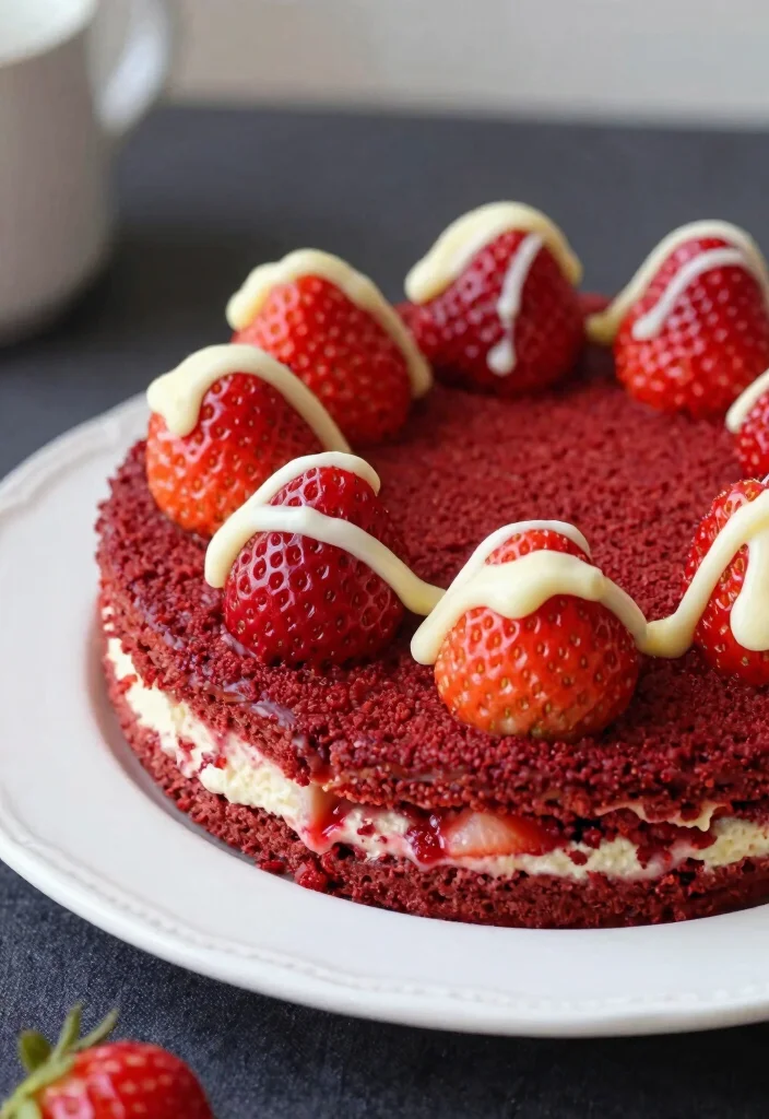 15 Cheesecake Filled Strawberries Ideas: Elegant Bite-Sized Treats - 11. Red Velvet Cheesecake Strawberries 1