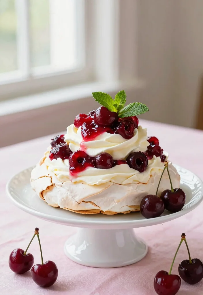 15 Chocolate Cake With Cherries Ideas: Sweet Tart Balance - 10. Chocolate Cherry Pavlova 1