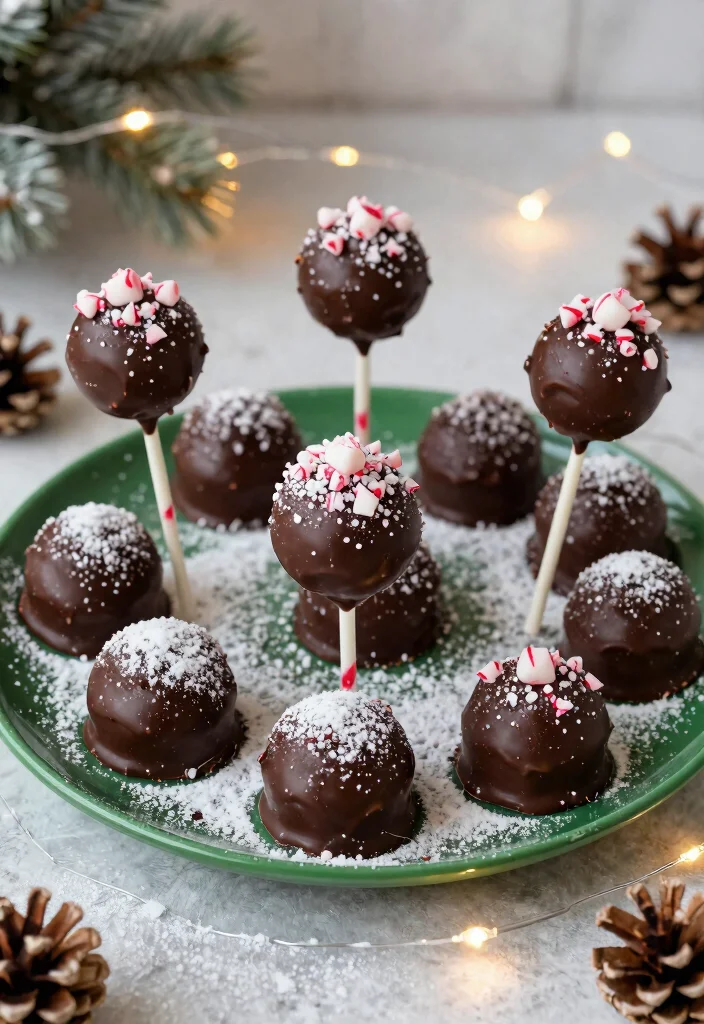15 Christmas Cake Pops Ideas: Festive Sweet Treats - 2. Chocolate Peppermint Cake Pops 1