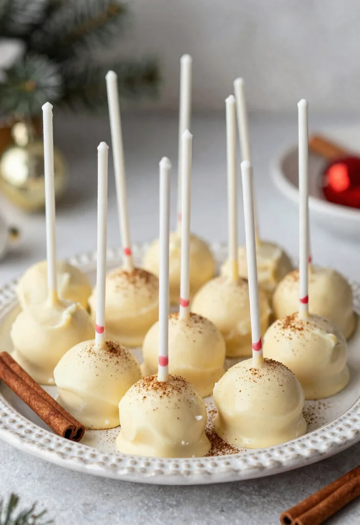 15 Christmas Cake Pops Ideas: Festive Sweet Treats - 4. Eggnog Cake Pops 1