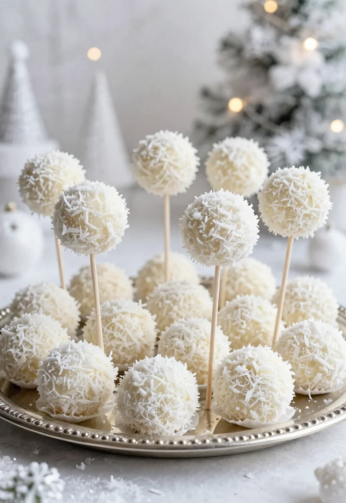 15 Christmas Cake Pops Ideas: Festive Sweet Treats - 6. Coconut Snowball Cake Pops 1