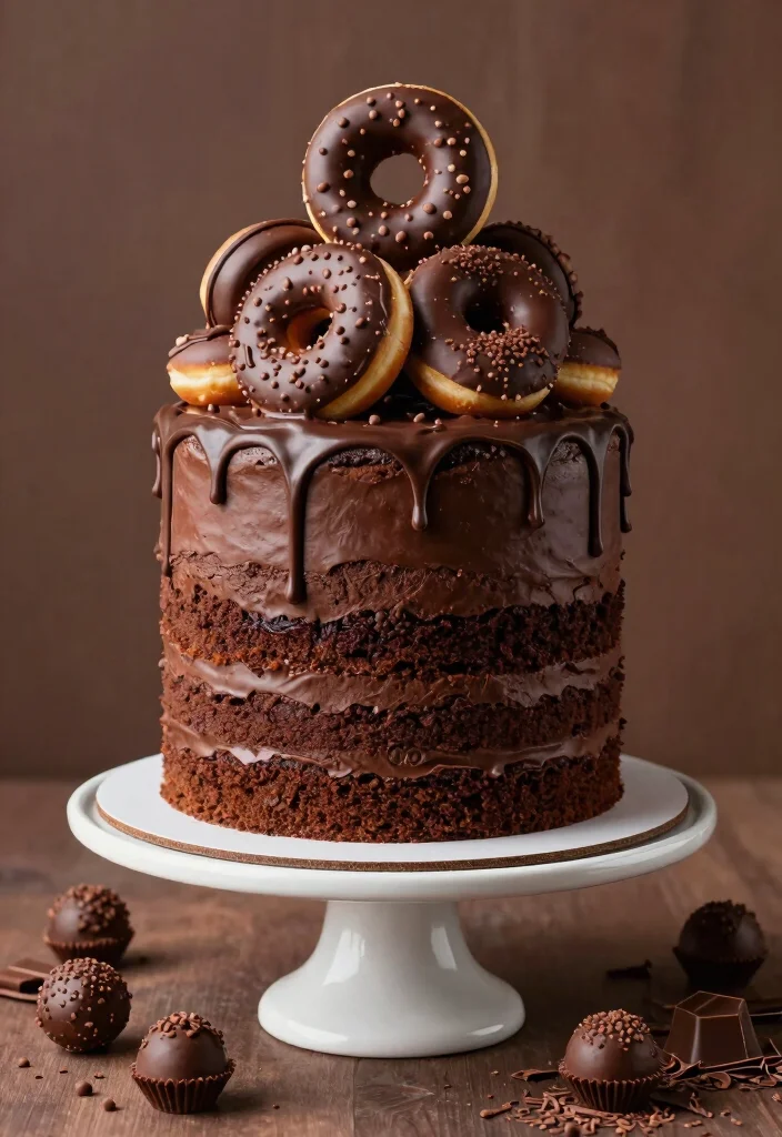 15 Donut Birthday Cake Ideas Fun Sweet and Trendy - 2. Chocolate Donut Tower Cake 1