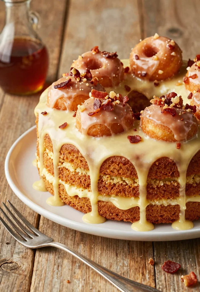 15 Donut Birthday Cake Ideas Fun Sweet and Trendy - 5. Maple Bacon Donut Cake 1