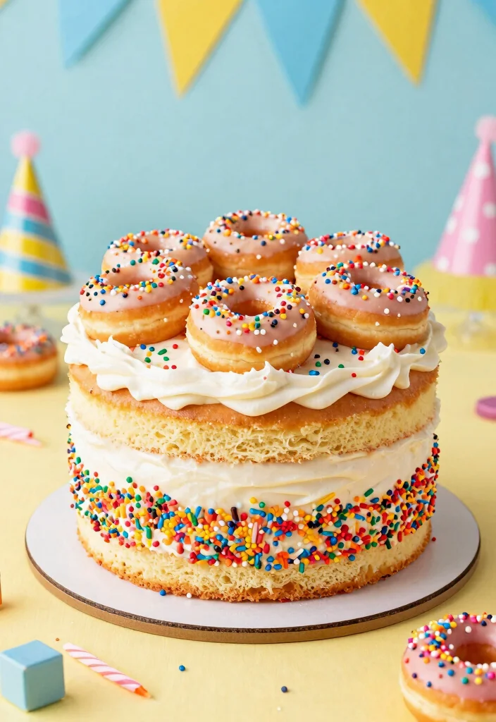 15 Donut Birthday Cake Ideas Fun Sweet and Trendy - 6. Funfetti Donut Birthday Cake 1