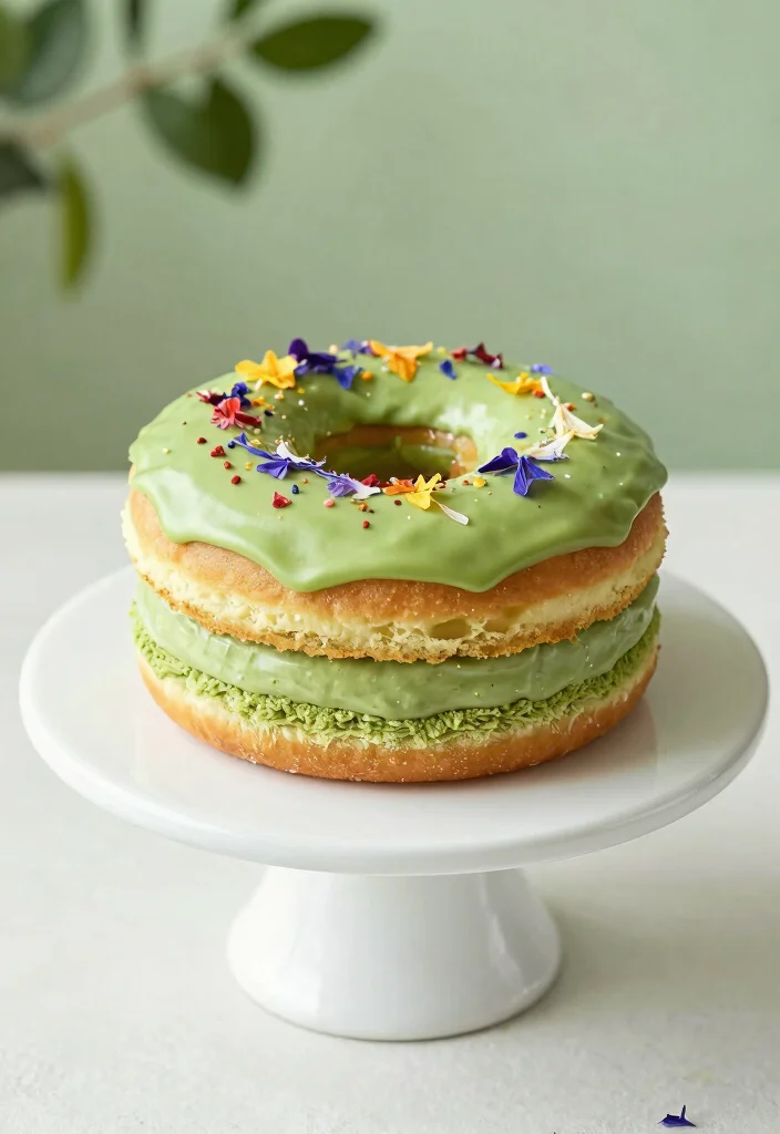 15 Donut Birthday Cake Ideas Fun Sweet and Trendy - 8. Matcha Donut Cake 1