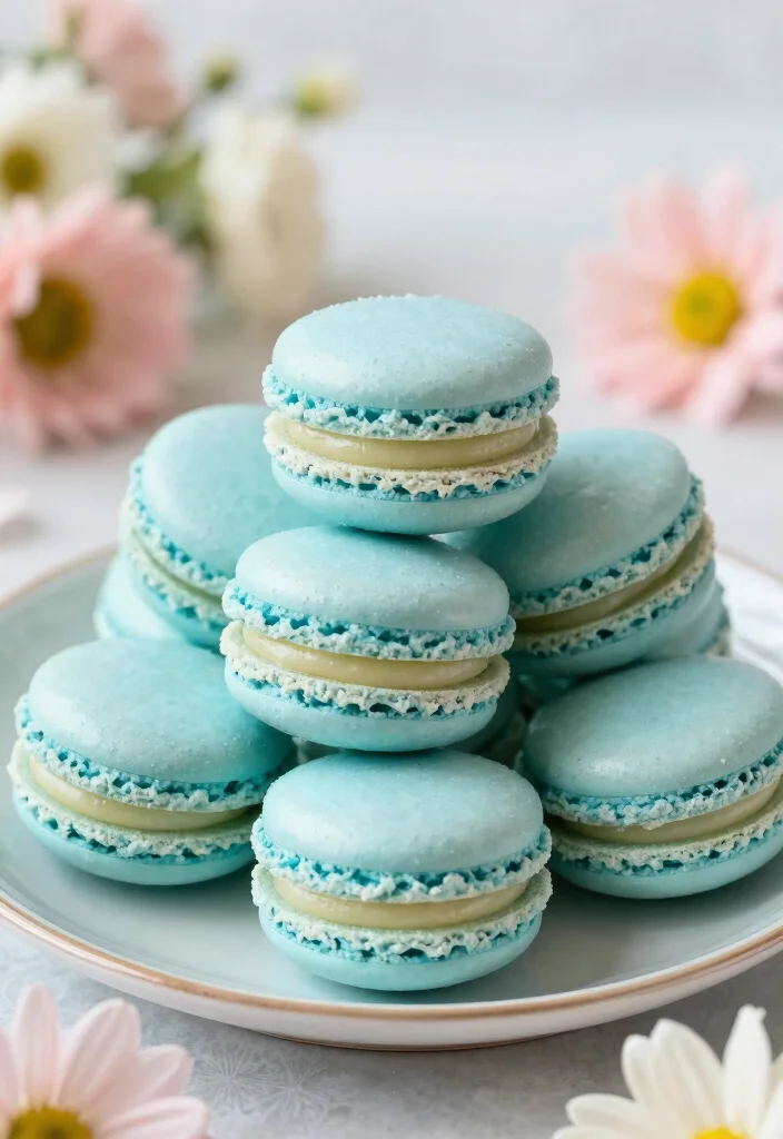 15 Light Blue Birthday Cake Ideas Soft Dreamy Style - 9. Light Blue Macarons 1