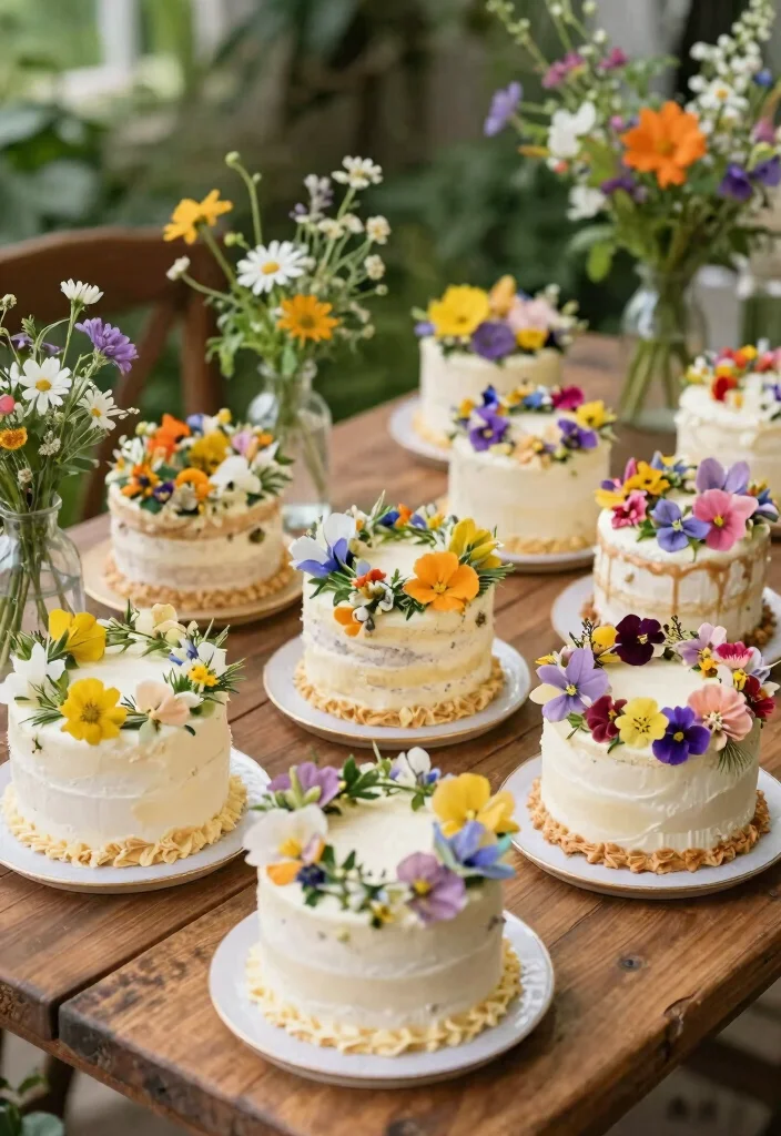 15 Tiny Wedding Cake Ideas for a Minimal Sweet Celebration - 8. Floral Crown Cakes 1