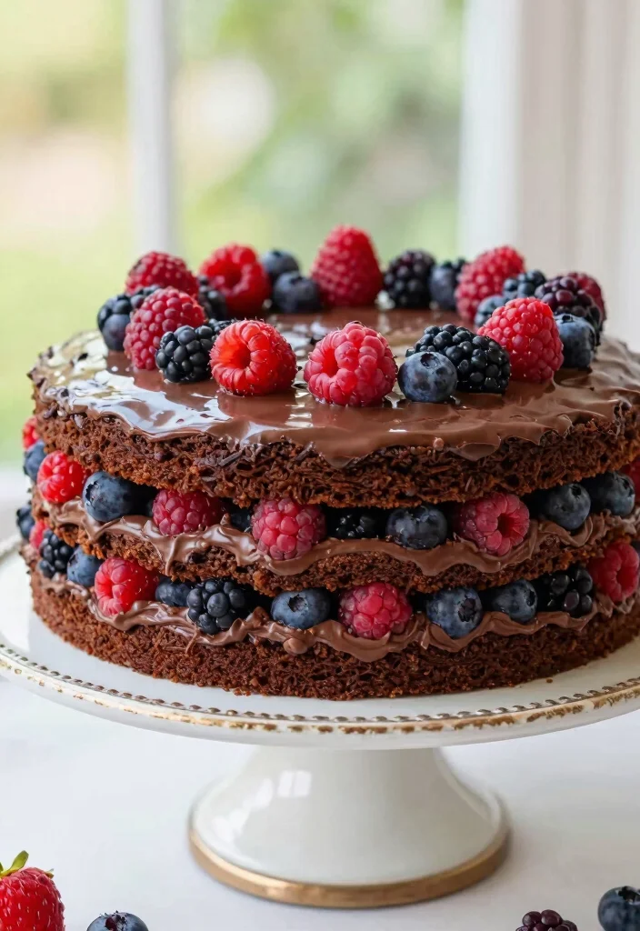 15 Wedding Anniversary Cake Design Simple Elegant Style - 10. Chocolate and Berry Layer Cake 1