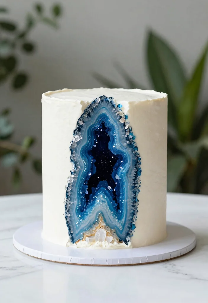 15 Wedding Anniversary Cake Design Simple Elegant Style - 2. Minimalist Geode Design 1